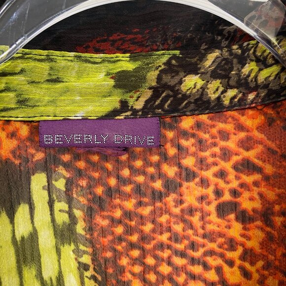 Beverly Drive Orange Neon Green Snake Print Chiffon Tunic - Picture 4 of 7